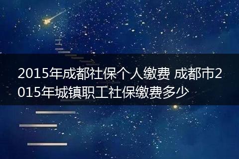 2015年成都社保个人缴费 成都市2015年城镇职工社保缴费多少