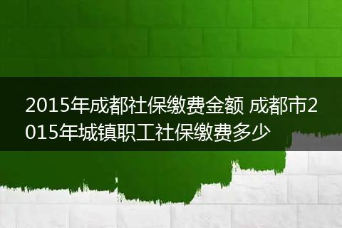 2015年成都社保缴费金额 成都市2015年城镇职工社保缴费多少