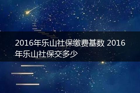 2016年乐山社保缴费基数 2016年乐山社保交多少