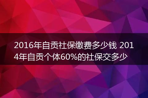 2016年自贡社保缴费多少钱 2014年自贡个体60%的社保交多少