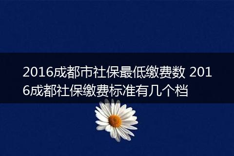 2016成都市社保最低缴费数 2016成都社保缴费标准有几个档