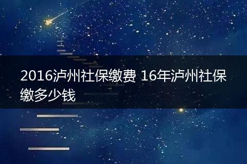 2016泸州社保缴费 16年泸州社保缴多少钱