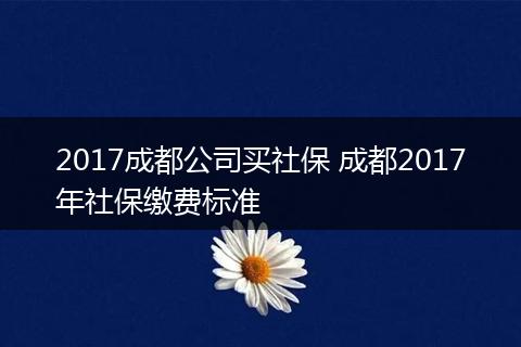 2017成都公司买社保 成都2017年社保缴费标准