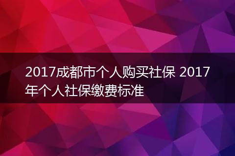 2017成都市个人购买社保 2017年个人社保缴费标准