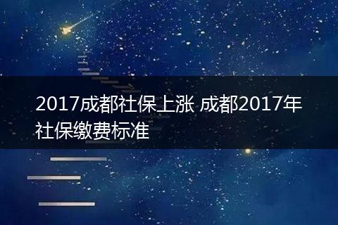 2017成都社保上涨 成都2017年社保缴费标准