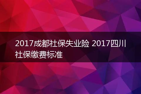 2017成都社保失业险 2017四川社保缴费标准