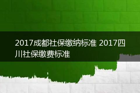 2017成都社保缴纳标准 2017四川社保缴费标准