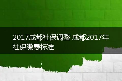 2017成都社保调整 成都2017年社保缴费标准