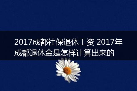 2017成都社保退休工资 2017年成都退休金是怎样计算出来的