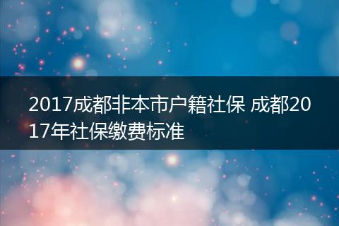 2017成都非本市户籍社保 成都2017年社保缴费标准