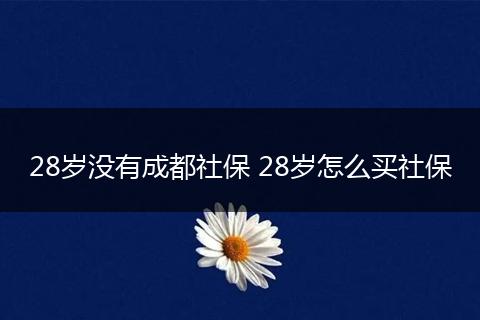 28岁没有成都社保 28岁怎么买社保