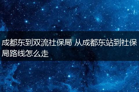 成都东到双流社保局 从成都东站到社保局路线怎么走