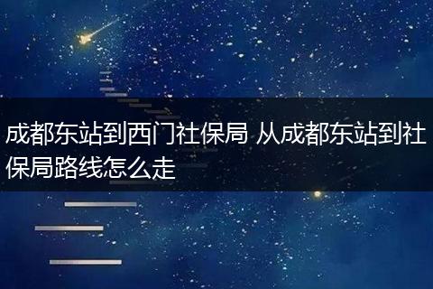 成都东站到西门社保局 从成都东站到社保局路线怎么走