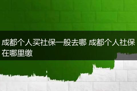 成都个人买社保一般去哪 成都个人社保在哪里缴