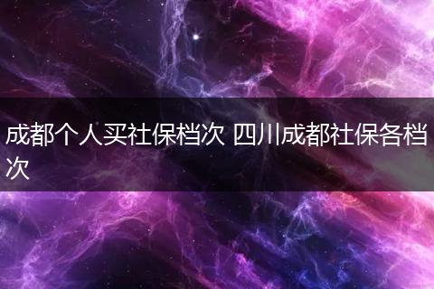 成都个人买社保档次 四川成都社保各档次