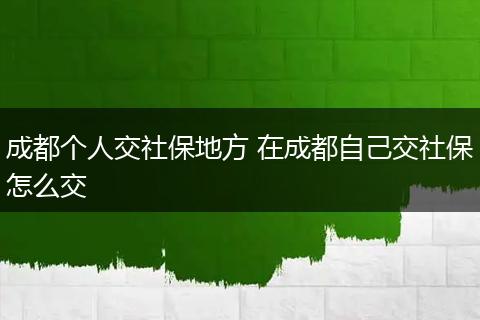 成都个人交社保地方 在成都自己交社保怎么交