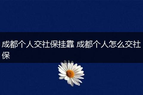 成都个人交社保挂靠 成都个人怎么交社保
