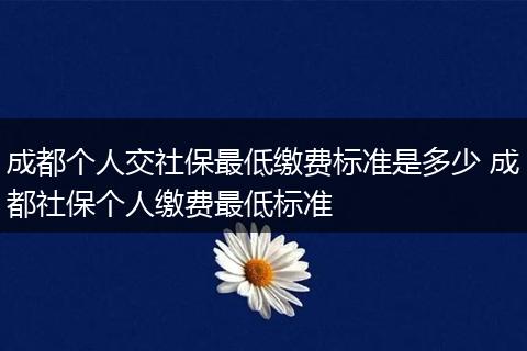 成都个人交社保最低缴费标准是多少 成都社保个人缴费最低标准