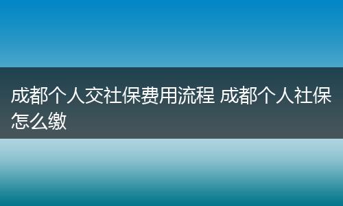 成都个人交社保费用流程 成都个人社保怎么缴