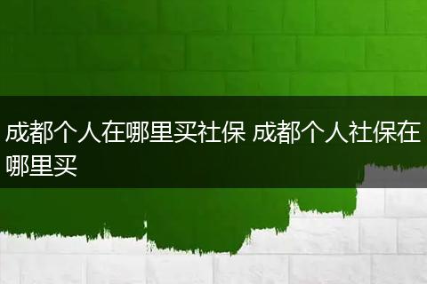 成都个人在哪里买社保 成都个人社保在哪里买