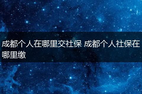 成都个人在哪里交社保 成都个人社保在哪里缴