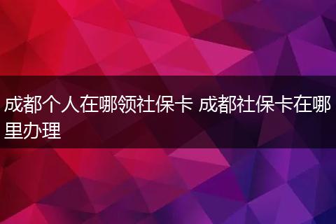 成都个人在哪领社保卡 成都社保卡在哪里办理