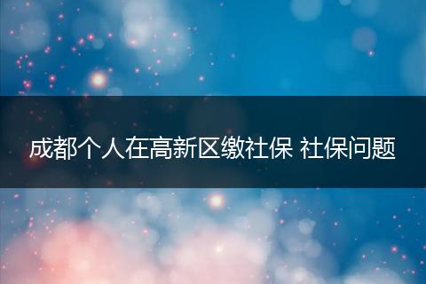 成都个人在高新区缴社保 社保问题