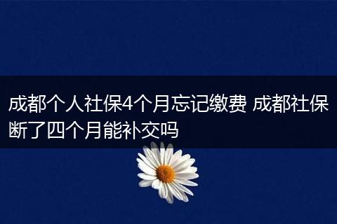 成都个人社保4个月忘记缴费 成都社保断了四个月能补交吗