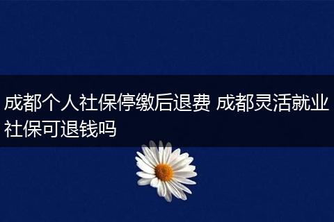 成都个人社保停缴后退费 成都灵活就业社保可退钱吗