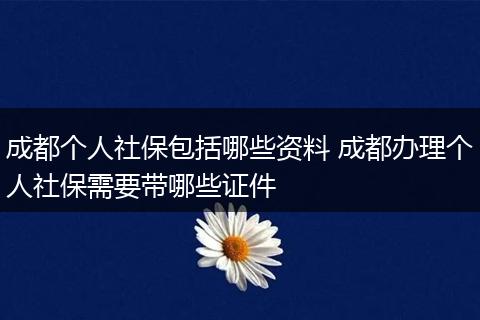 成都个人社保包括哪些资料 成都办理个人社保需要带哪些证件