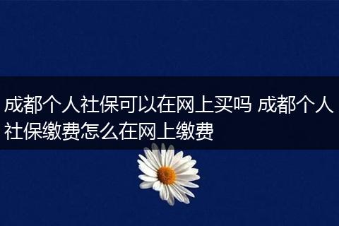 成都个人社保可以在网上买吗 成都个人社保缴费怎么在网上缴费