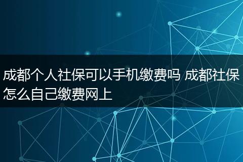 成都个人社保可以手机缴费吗 成都社保怎么自己缴费网上