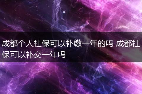 成都个人社保可以补缴一年的吗 成都社保可以补交一年吗