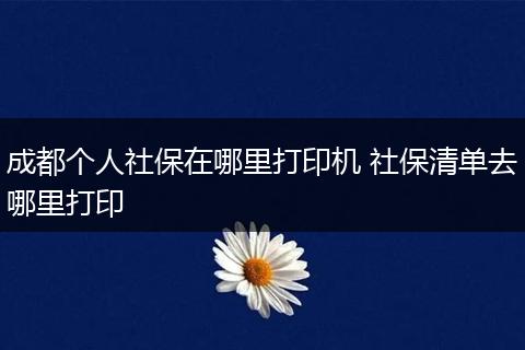 成都个人社保在哪里打印机 社保清单去哪里打印