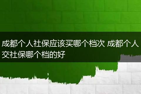 成都个人社保应该买哪个档次 成都个人交社保哪个档的好