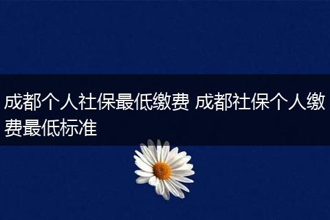 成都个人社保最低缴费 成都社保个人缴费最低标准