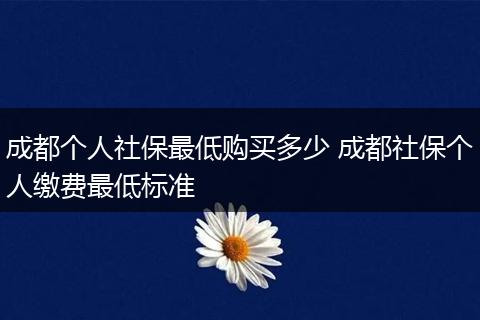 成都个人社保最低购买多少 成都社保个人缴费最低标准