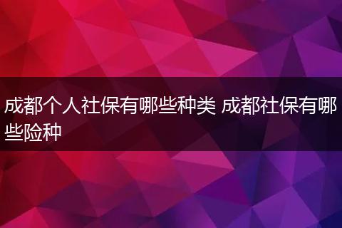 成都个人社保有哪些种类 成都社保有哪些险种