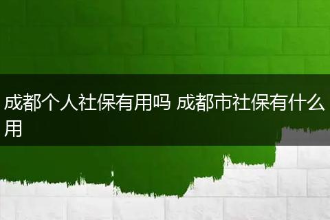 成都个人社保有用吗 成都市社保有什么用