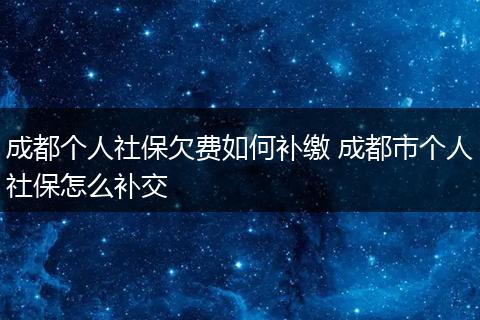 成都个人社保欠费如何补缴 成都市个人社保怎么补交
