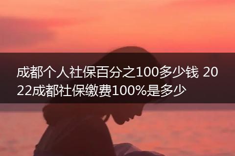 成都个人社保百分之100多少钱 2022成都社保缴费100%是多少