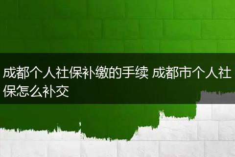 成都个人社保补缴的手续 成都市个人社保怎么补交