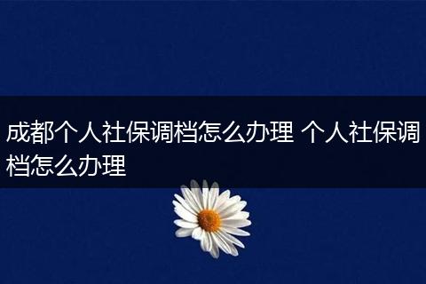 成都个人社保调档怎么办理 个人社保调档怎么办理