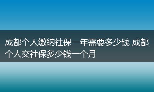 成都个人缴纳社保一年需要多少钱 成都个人交社保多少钱一个月
