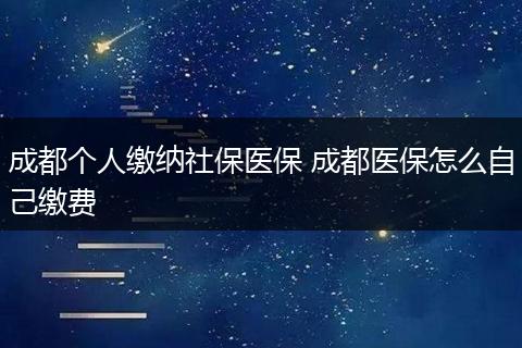 成都个人缴纳社保医保 成都医保怎么自己缴费