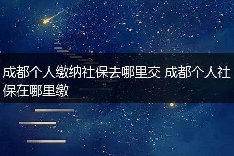 成都个人缴纳社保去哪里交 成都个人社保在哪里缴