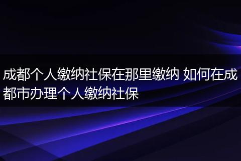 成都个人缴纳社保在那里缴纳 如何在成都市办理个人缴纳社保