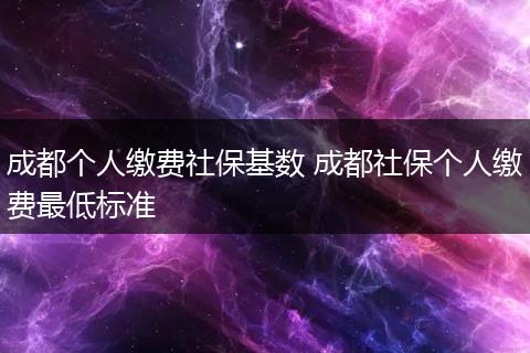 成都个人缴费社保基数 成都社保个人缴费最低标准