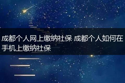 成都个人网上缴纳社保 成都个人如何在手机上缴纳社保