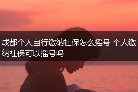 成都个人自行缴纳社保怎么摇号 个人缴纳社保可以摇号吗